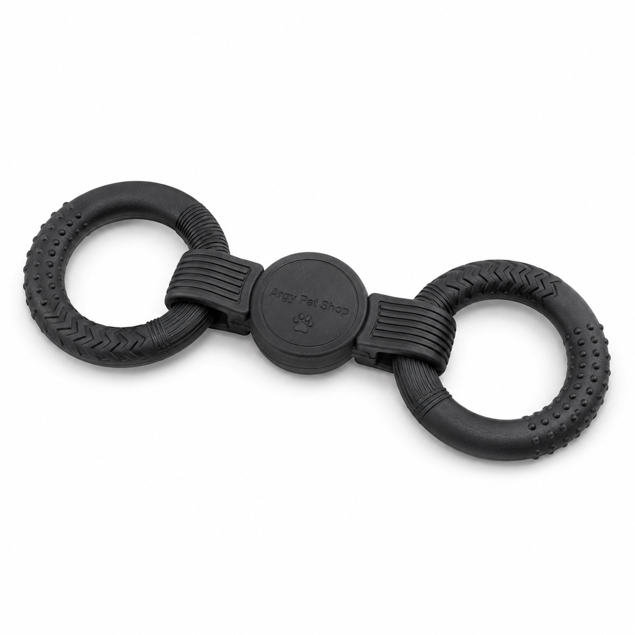 Argy Pet Shop Dual Ring Tug Dog Toy – Durable Interactive Rubber Chew Toy for Medium & Large Dogs