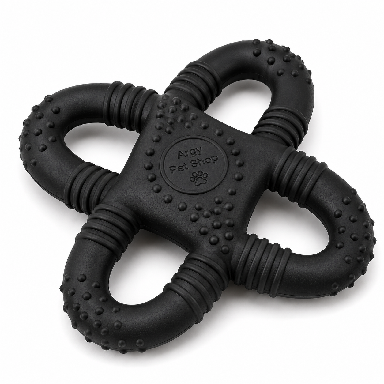 Argy Pet Shop Quad Ring Interactive Dog Toy – Durable Rubber Tug & Chew Toy for Medium and Large Dogs