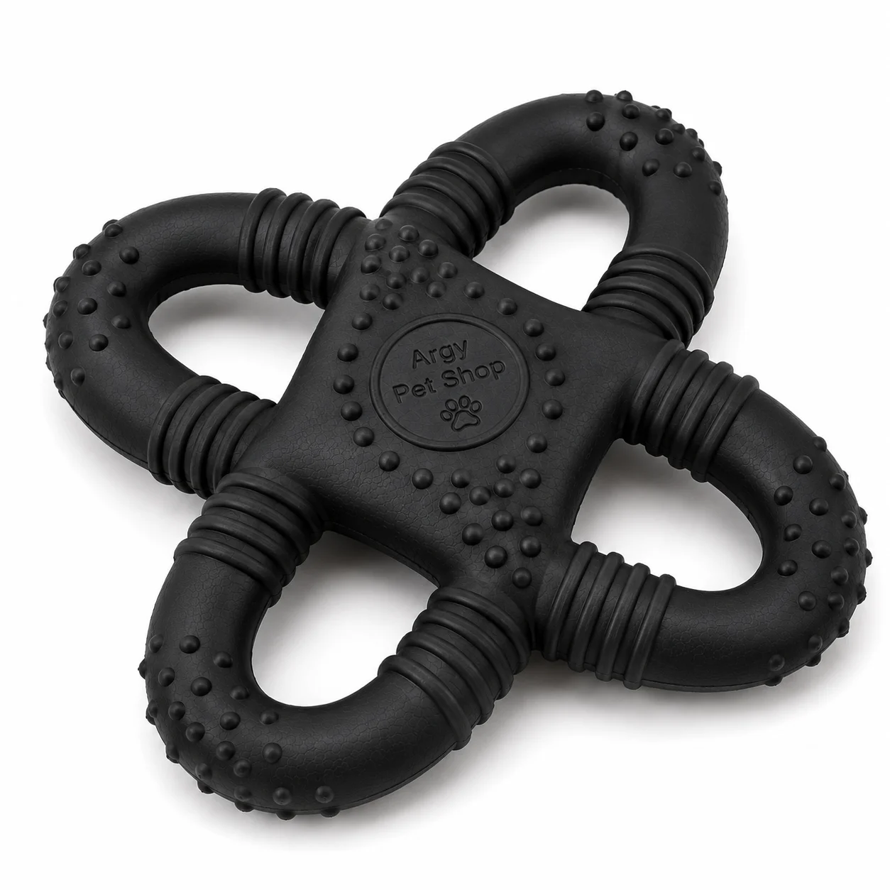 Argy Pet Shop Quad Ring Interactive Dog Toy – Durable Rubber Tug & Chew Toy for Medium and Large Dogs