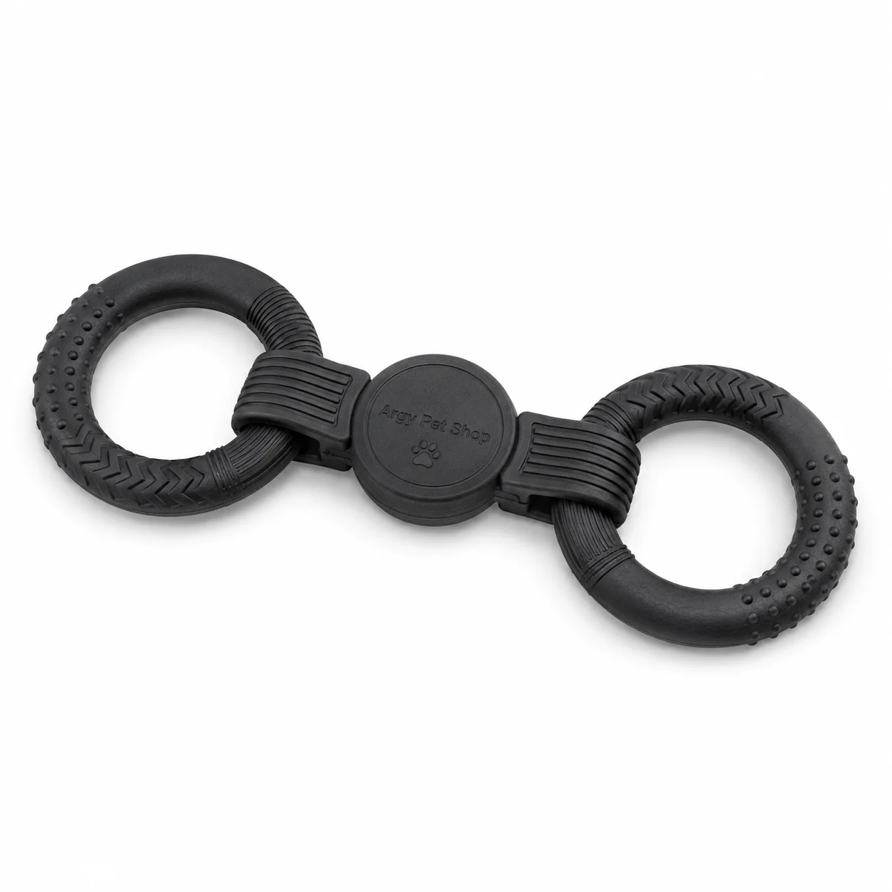 Argy Pet Shop Dual Ring Tug Dog Toy – Durable Interactive Rubber Chew Toy for Medium & Large Dogs
